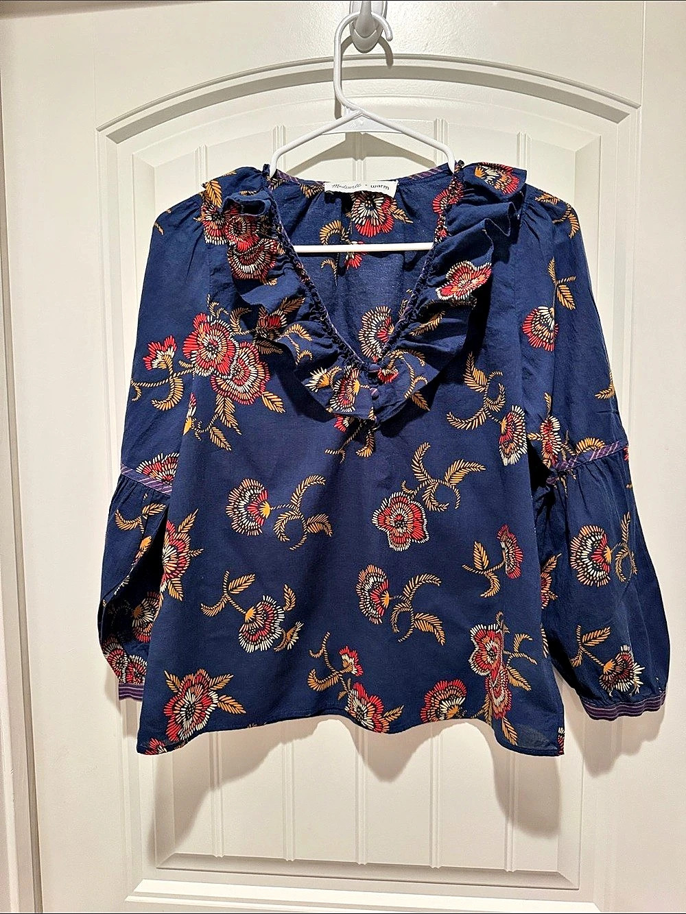Madewell x Warm Ruffle-Collar Top in Honolulu Hibiscus Honolulu Hibiscus